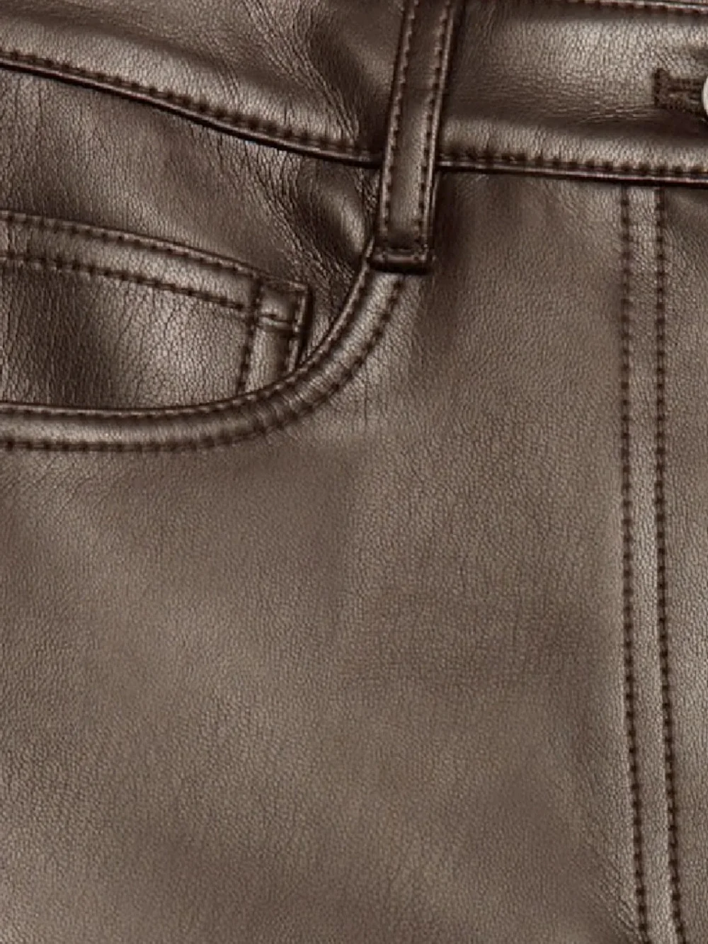 Aritzia Wilfred The Melina Brown Soft Vegan Leather Pants Size 12 - Picture 8 of 9